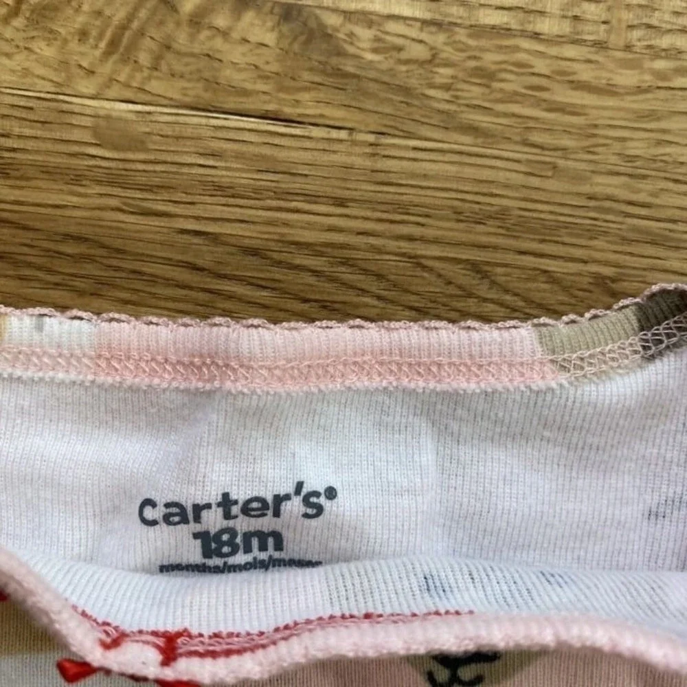 Carters‎ Pink Christmas Santa Reindeer Pajamas Size 18 Mo